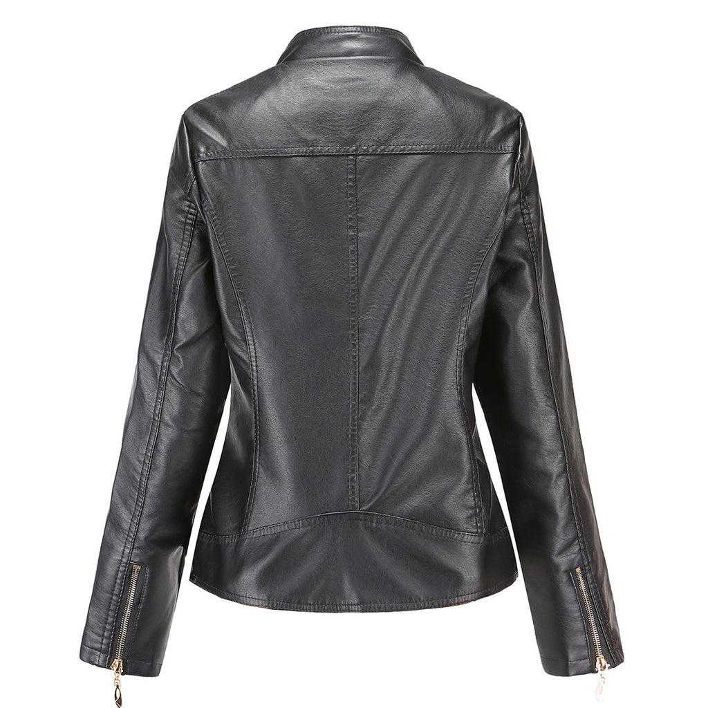 Janiyah Giacca di Pelle da Donna – Giubbotto Elegante con Cerniere Chic