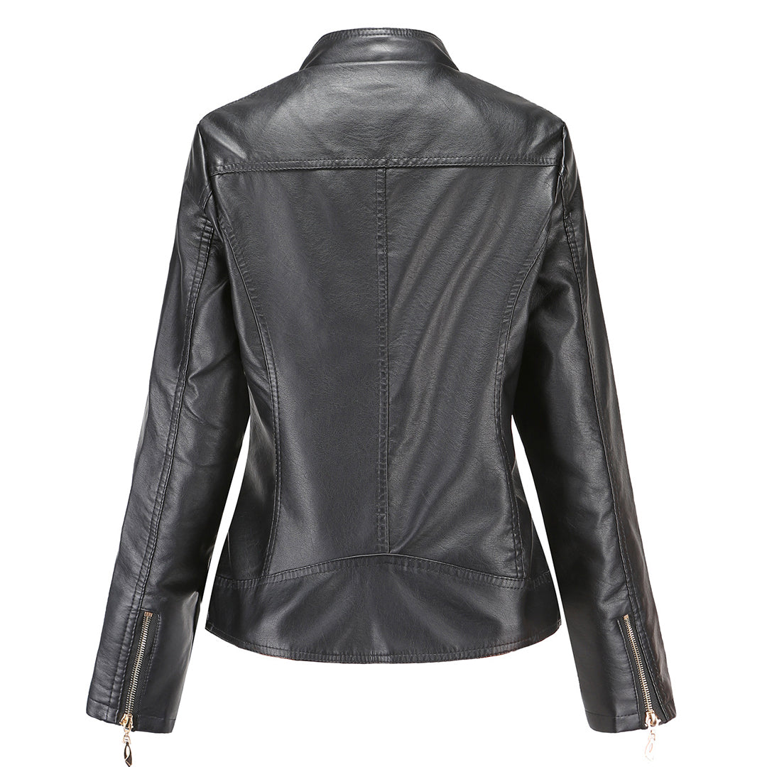 Janiyah Giacca di Pelle da Donna – Giubbotto Elegante con Cerniere Chic