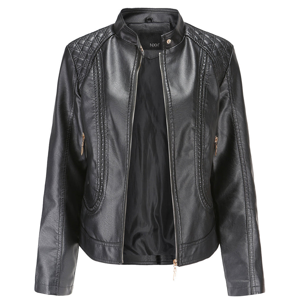 Janiyah Giacca di Pelle da Donna – Giubbotto Elegante con Cerniere Chic