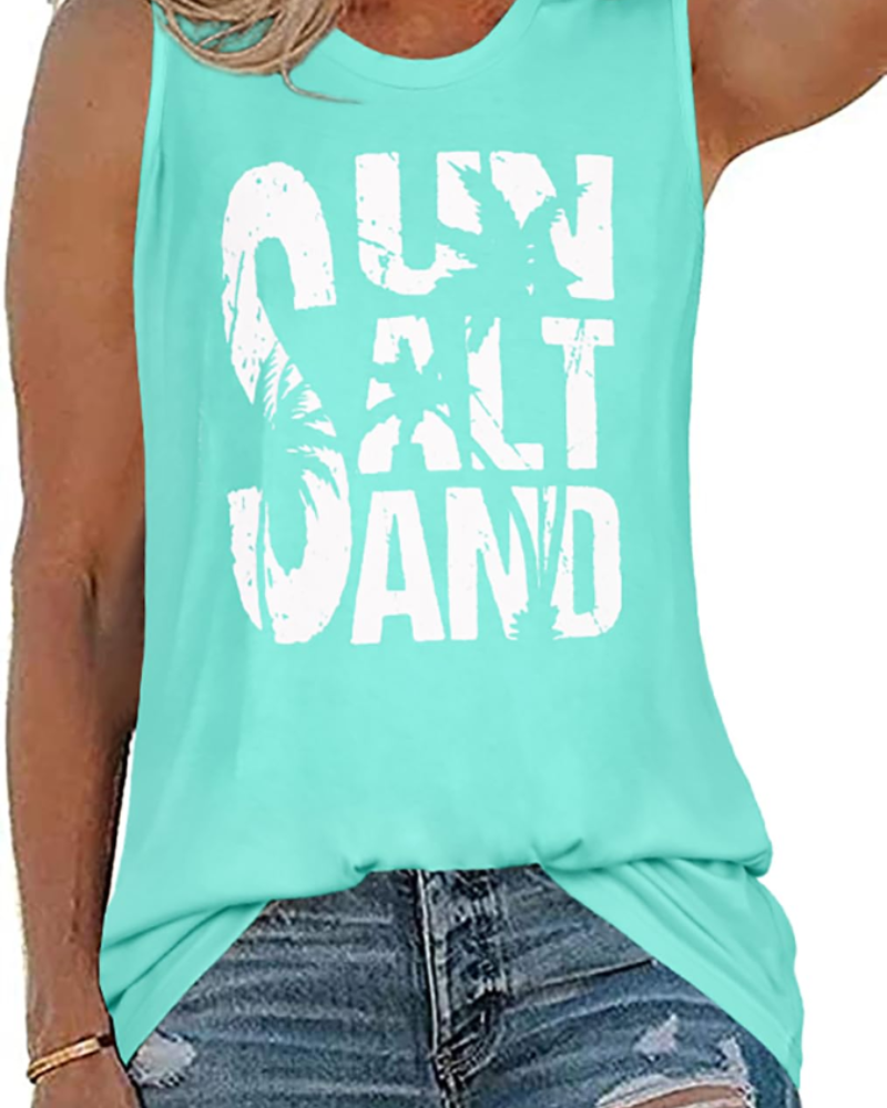 Zoey Top Mujer – Camiseta Sin Mangas con Estampado Gráfico y Corte Túnica