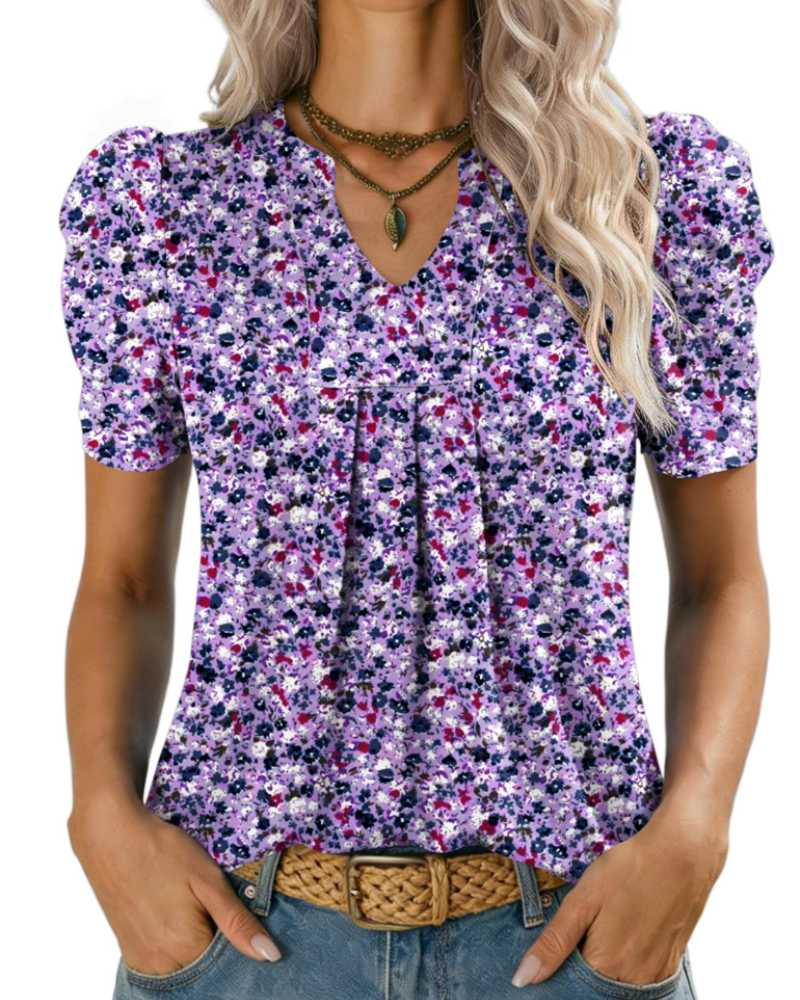 Sophie Blusa Mujer – Escote en V, Manga Abullonada y Punto Ligero