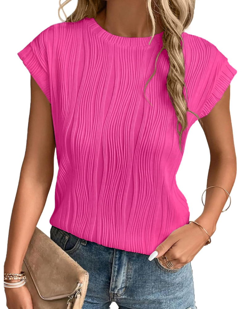 Elise Top Mujer – Manga Murciélago, Cuello Redondo y Tejido Punto Ligero