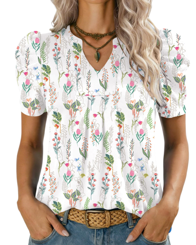 Sophie Blusa Mujer – Escote en V, Manga Abullonada y Punto Ligero