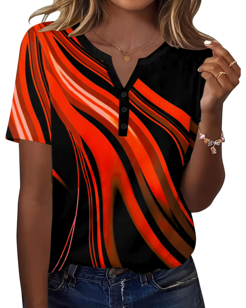 Paige Top Mujer – Blusa Henley Escote en V, Manga Corta y Tejido Elástico