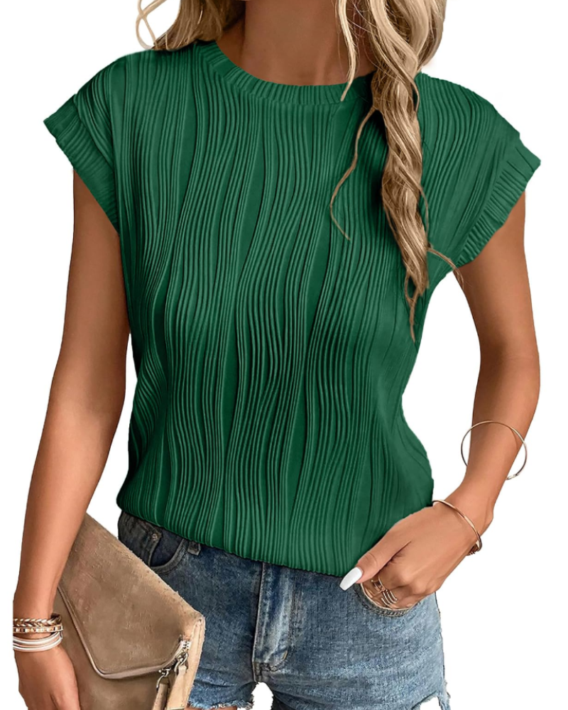 Elise Top Mujer – Manga Murciélago, Cuello Redondo y Tejido Punto Ligero