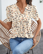 Sophie Blusa Mujer – Escote en V, Manga Abullonada y Punto Ligero