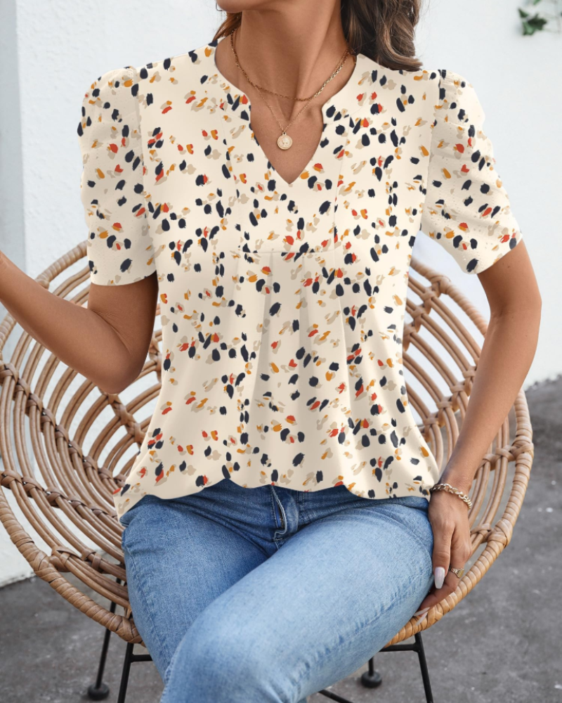 Sophie Blusa Mujer – Escote en V, Manga Abullonada y Punto Ligero