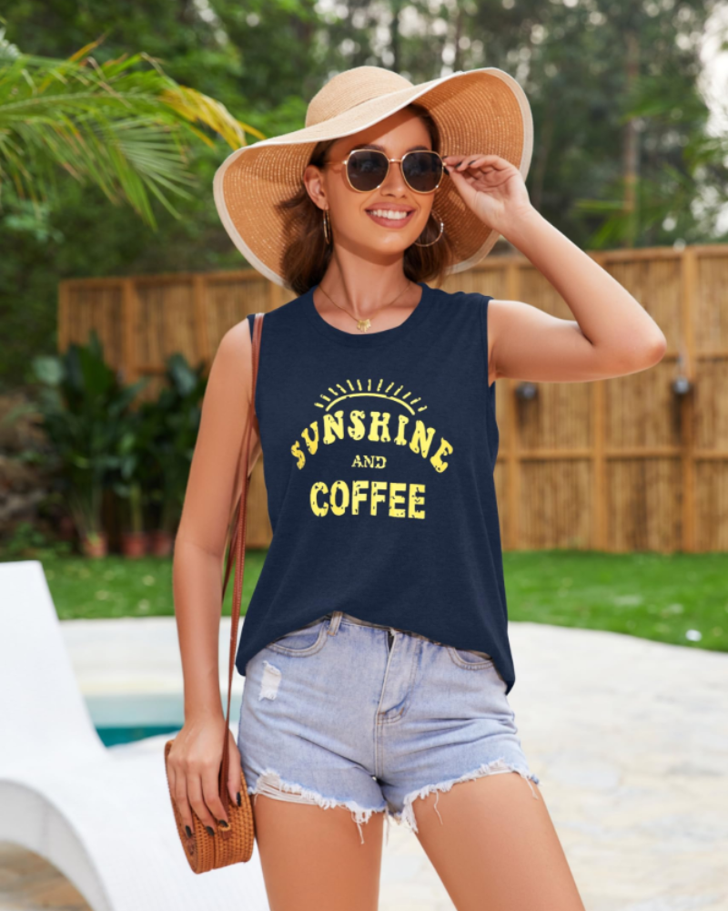 Zoey Top Mujer – Camiseta Sin Mangas con Estampado Gráfico y Corte Túnica