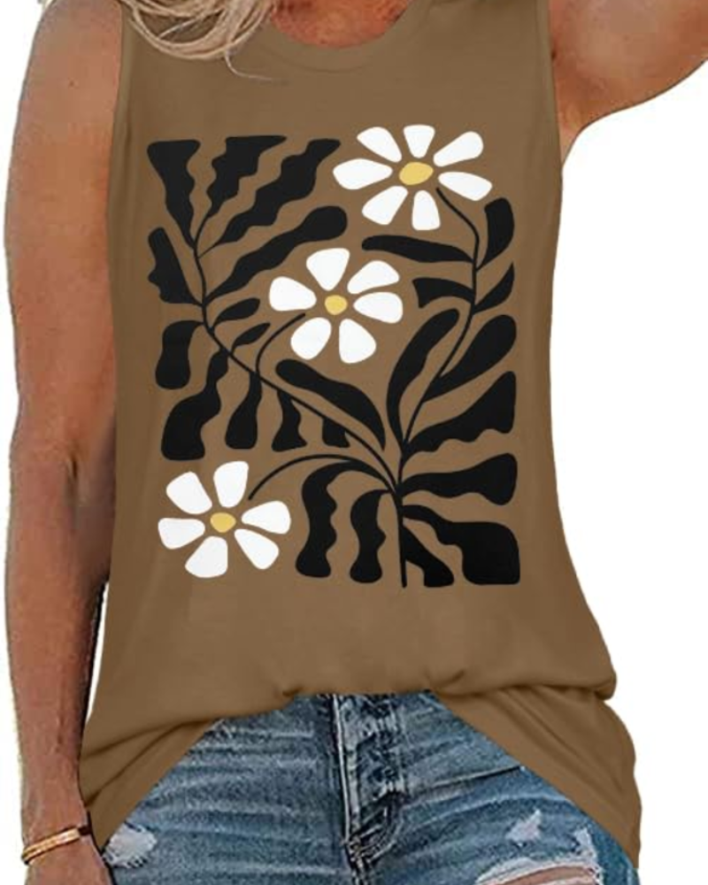 Zoey Top Mujer – Camiseta Sin Mangas con Estampado Gráfico y Corte Túnica