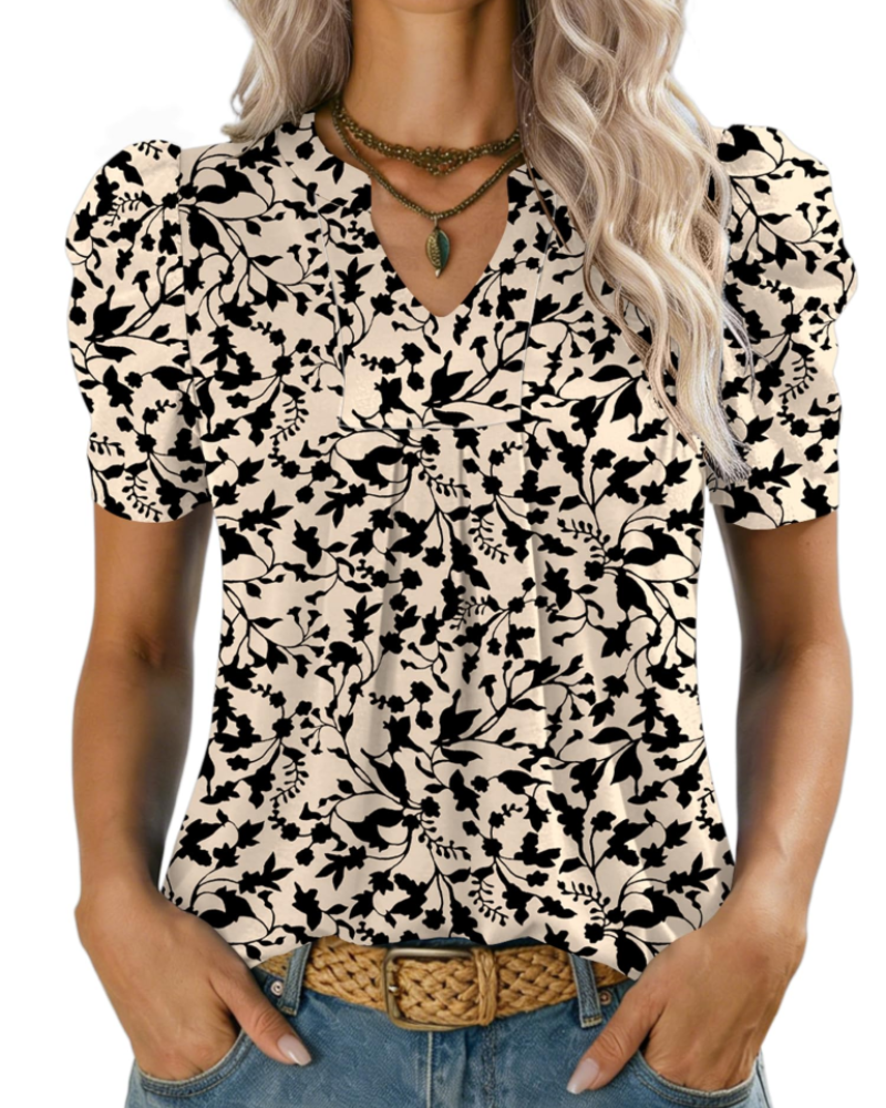 Sophie Blusa Mujer – Escote en V, Manga Abullonada y Punto Ligero