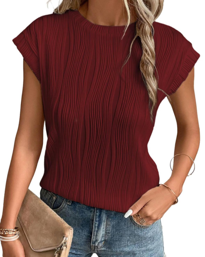 Elise Top Mujer – Manga Murciélago, Cuello Redondo y Tejido Punto Ligero