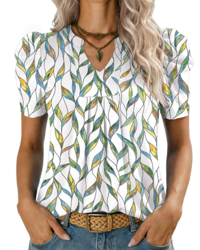 Sophie Blusa Mujer – Escote en V, Manga Abullonada y Punto Ligero