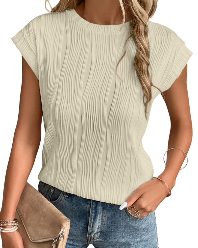 Elise Top Mujer – Manga Murciélago, Cuello Redondo y Tejido Punto Ligero