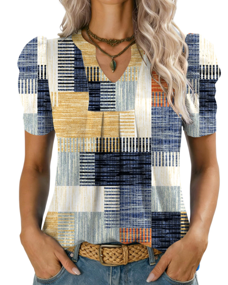 Sophie Blusa Mujer – Escote en V, Manga Abullonada y Punto Ligero