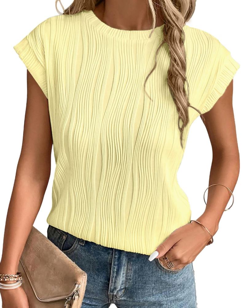 Elise Top Mujer – Manga Murciélago, Cuello Redondo y Tejido Punto Ligero