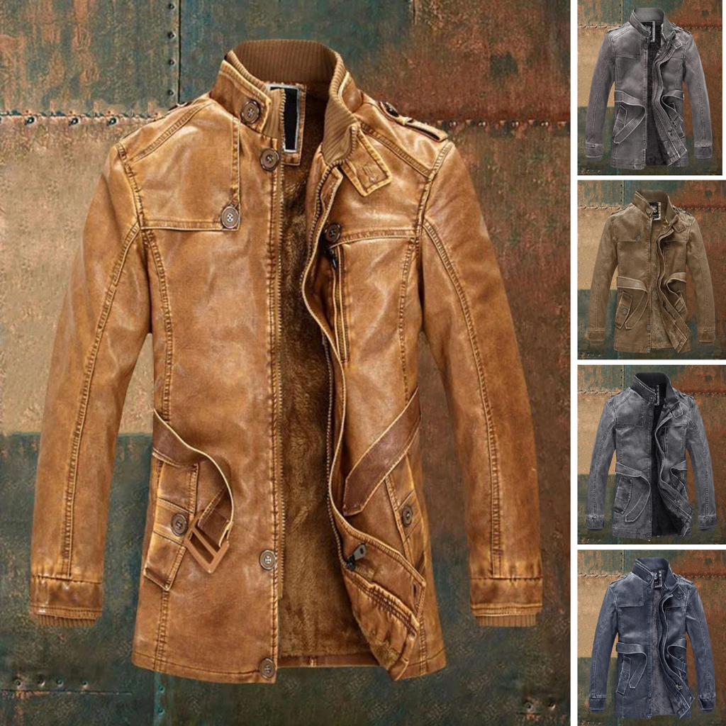 Shon Giacca di Pelle Vintage da Uomo – Giubbotto Retrò Elegante