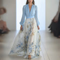 Lily Robe longue fleurie pour femme – Robe d'été bleue élégante chic
