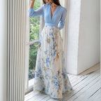 Lily Robe longue fleurie pour femme – Robe d'été bleue élégante chic