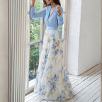 Lily Robe longue fleurie pour femme – Robe d'été bleue élégante chic