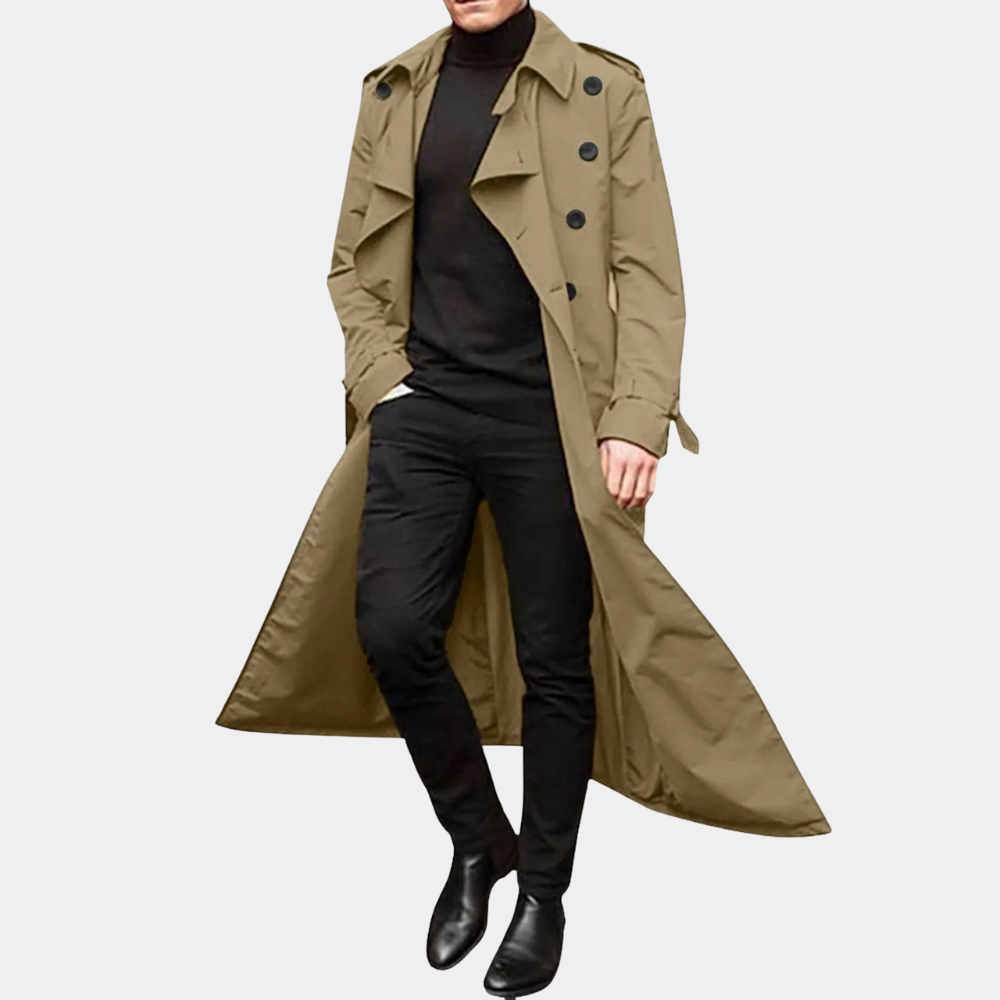Gabriel Trench para Hombre – Abrigo Largo Impermeable con Diseño Clásico Elegante