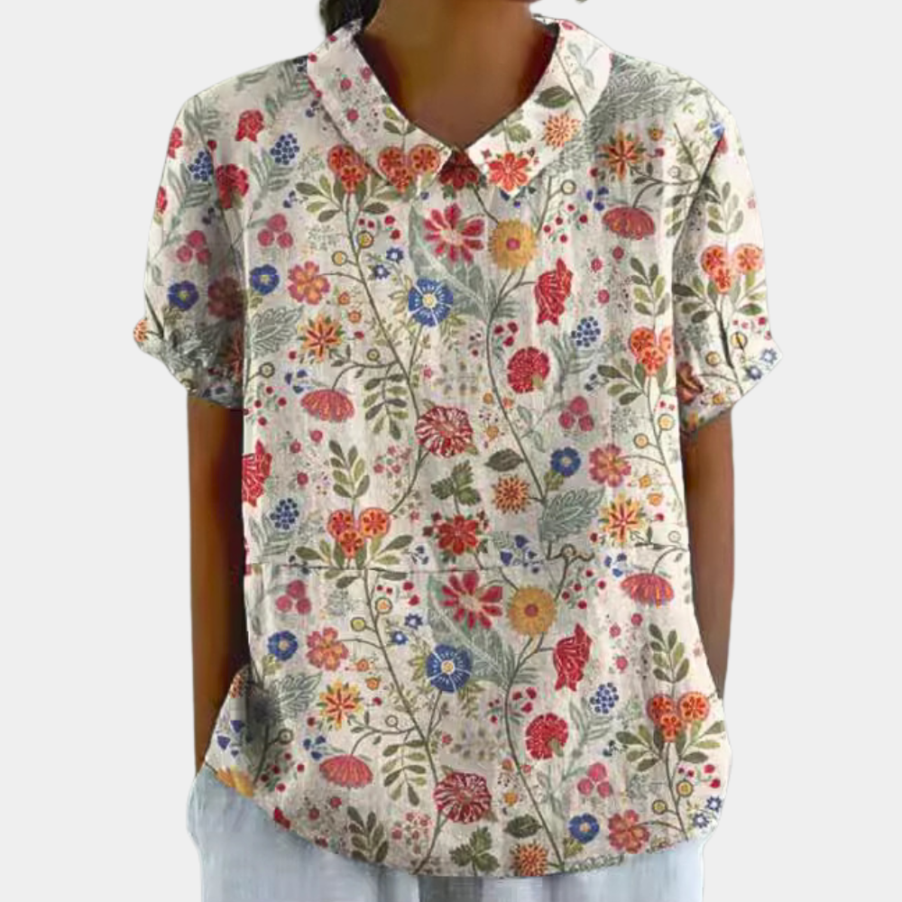 Bruna Blusa Floral para Mujer – Blusa Casual Chic Manga Corta Estampada