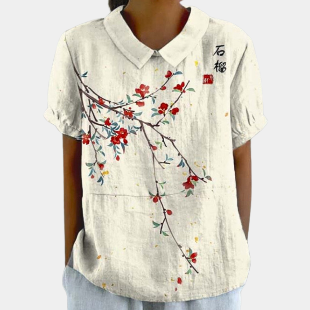Bruna Blusa Floral para Mujer – Blusa Casual Chic Manga Corta Estampada