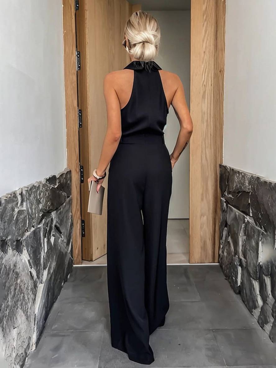 Aliya Combinaison palazzo pour femme – Combinaison décontractée chic sans manches moderne