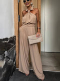 Aliya Combinaison palazzo pour femme – Combinaison décontractée chic sans manches moderne