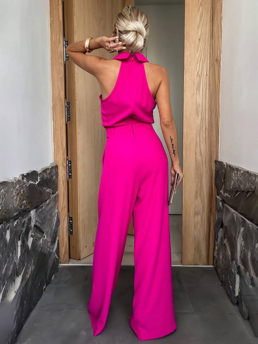 Aliya Combinaison palazzo pour femme – Combinaison décontractée chic sans manches moderne
