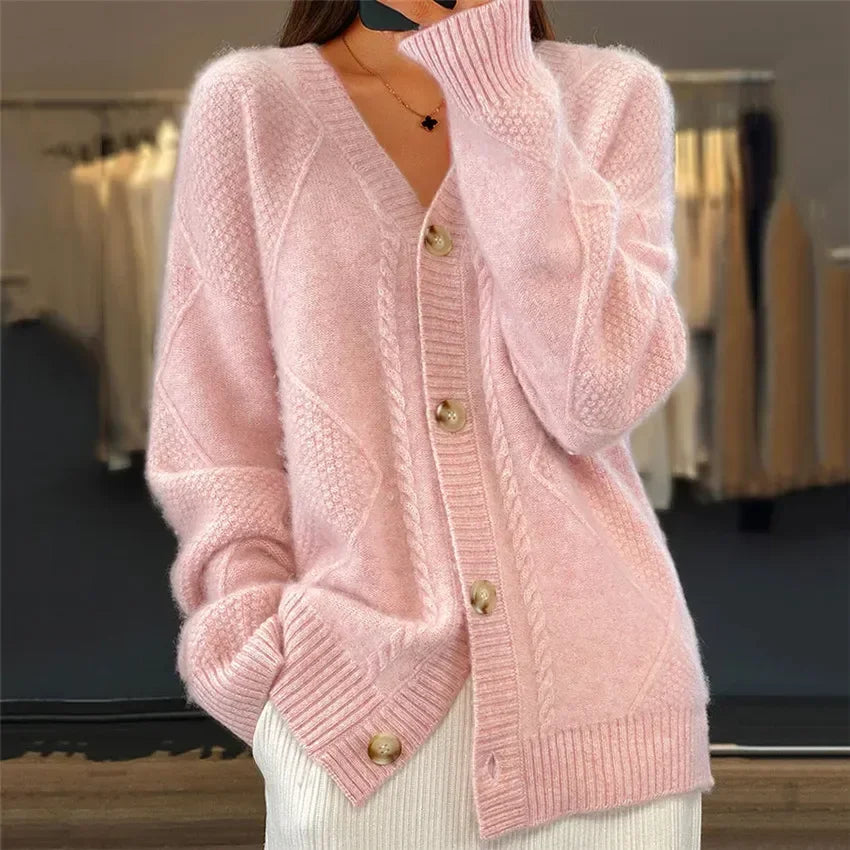 Lena Cárdigan de Cachemir para Mujer – Chaqueta Elegante con Botones Premium