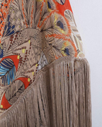 Sophia Kimono Mujer – Kimono Boho de Chifón Transparente con Flecos y Estampado Floral