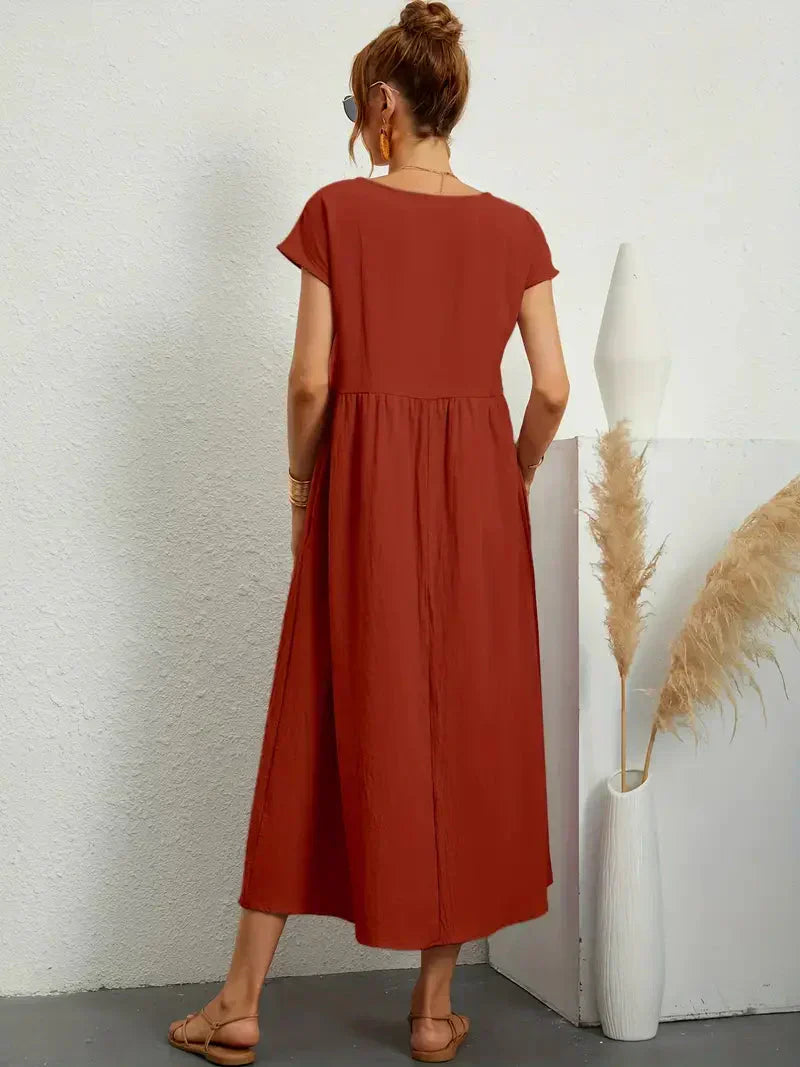 Melody Robe longue pour femme – Robe d'été en coton élégante chic