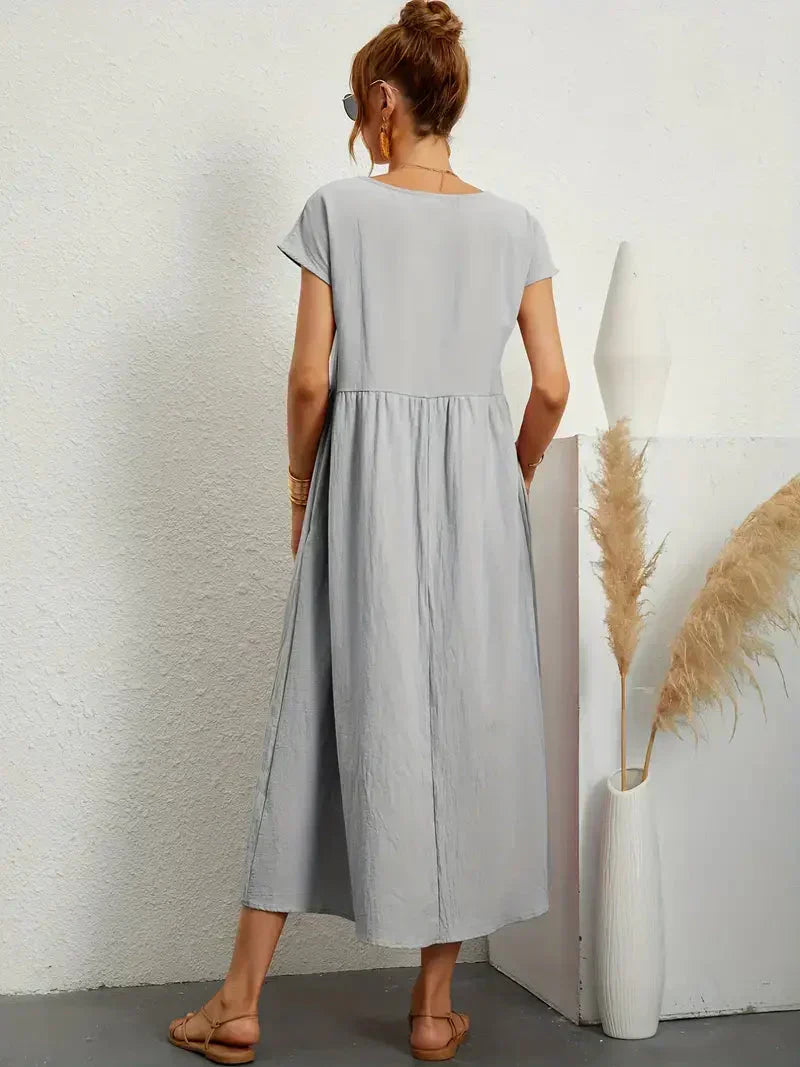 Melody Robe longue pour femme – Robe d'été en coton élégante chic