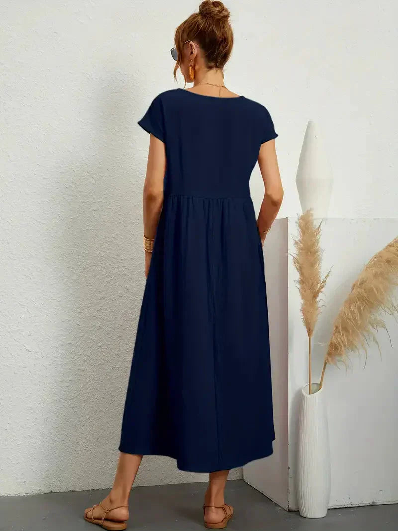 Melody Robe longue pour femme – Robe d'été en coton élégante chic