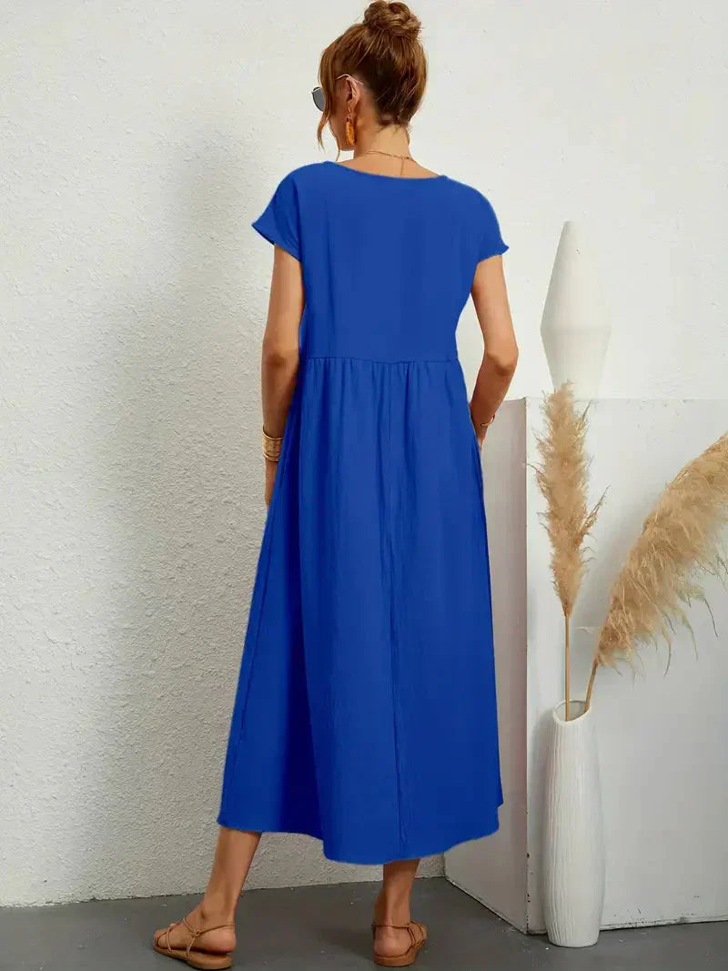 Melody Robe longue pour femme – Robe d'été en coton élégante chic