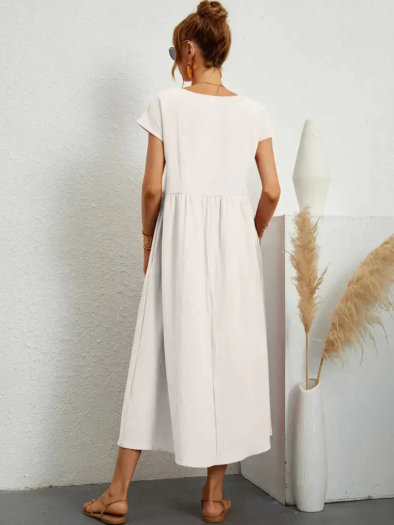Melody Robe longue pour femme – Robe d'été en coton élégante chic