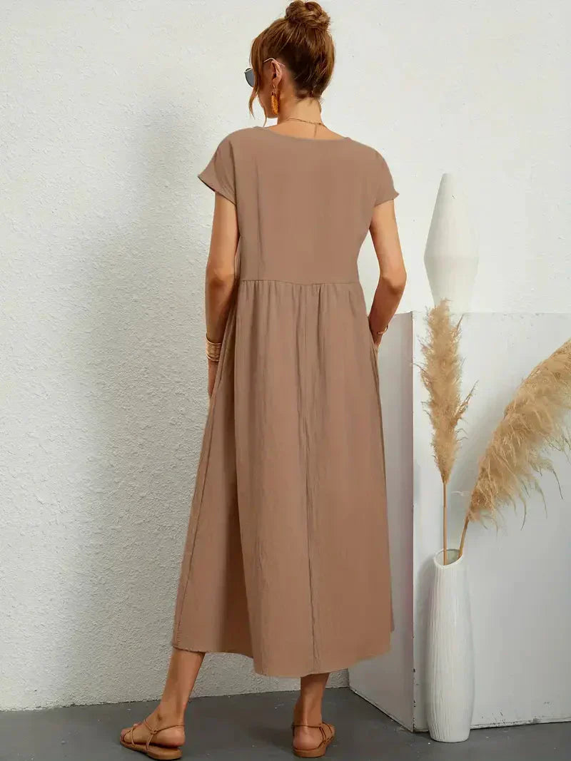 Melody Robe longue pour femme – Robe d'été en coton élégante chic