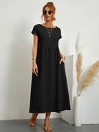 Melody Robe longue pour femme – Robe d'été en coton élégante chic