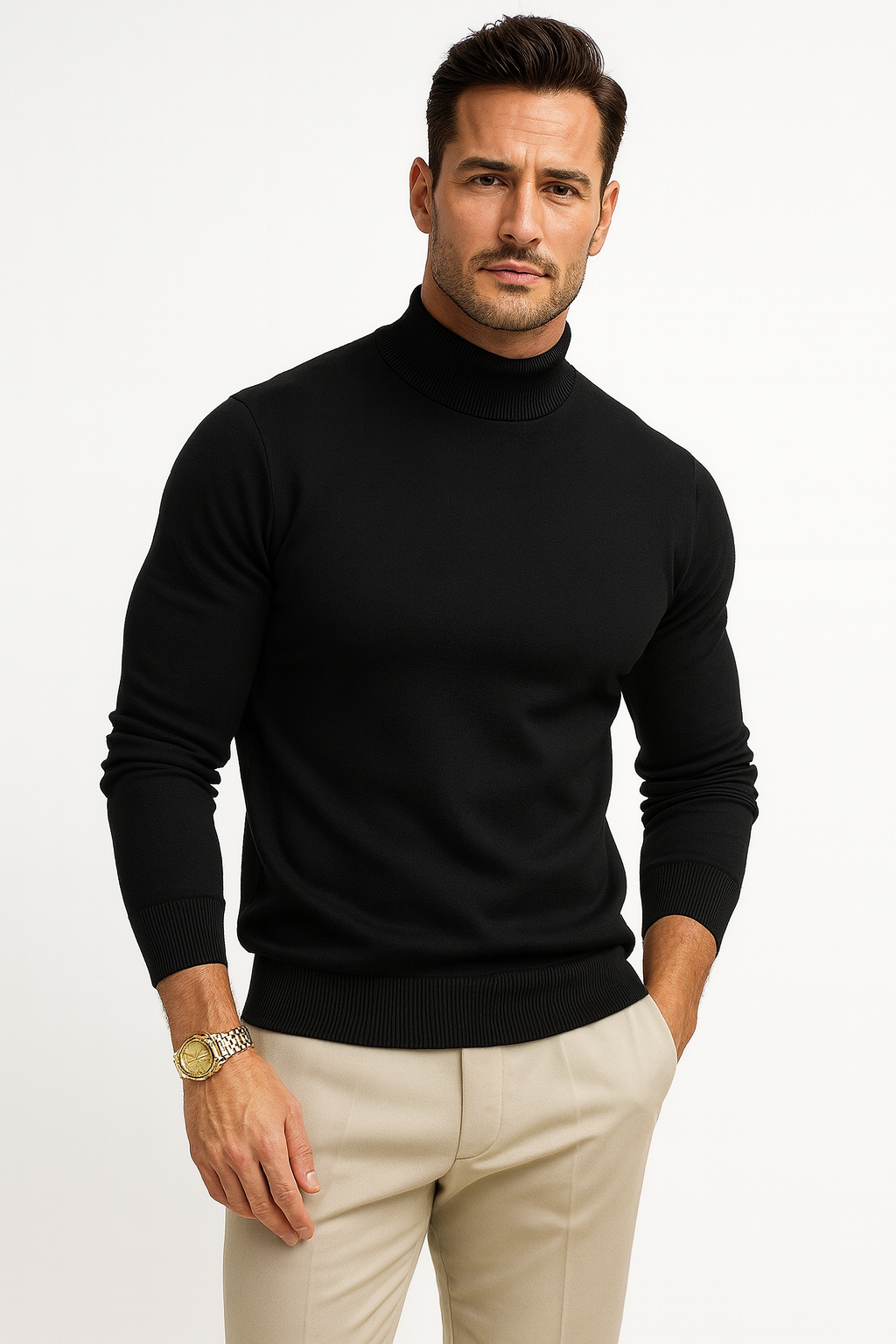 Leonardo Jersey de Cuello Alto para Hombre – Suéter Elegante de Punto Premium
