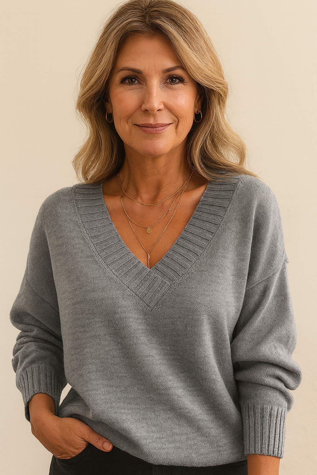 Zeyann Maglione di Cashmere da Donna – Maglione Elegante con Scollo a V Premium Chic