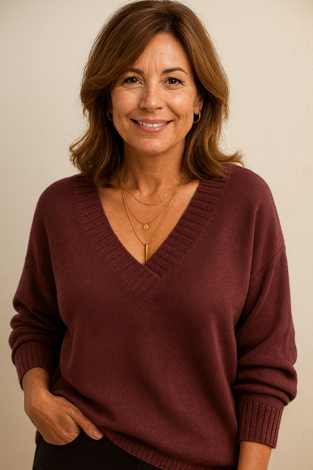Zeyann Maglione di Cashmere da Donna – Maglione Elegante con Scollo a V Premium Chic