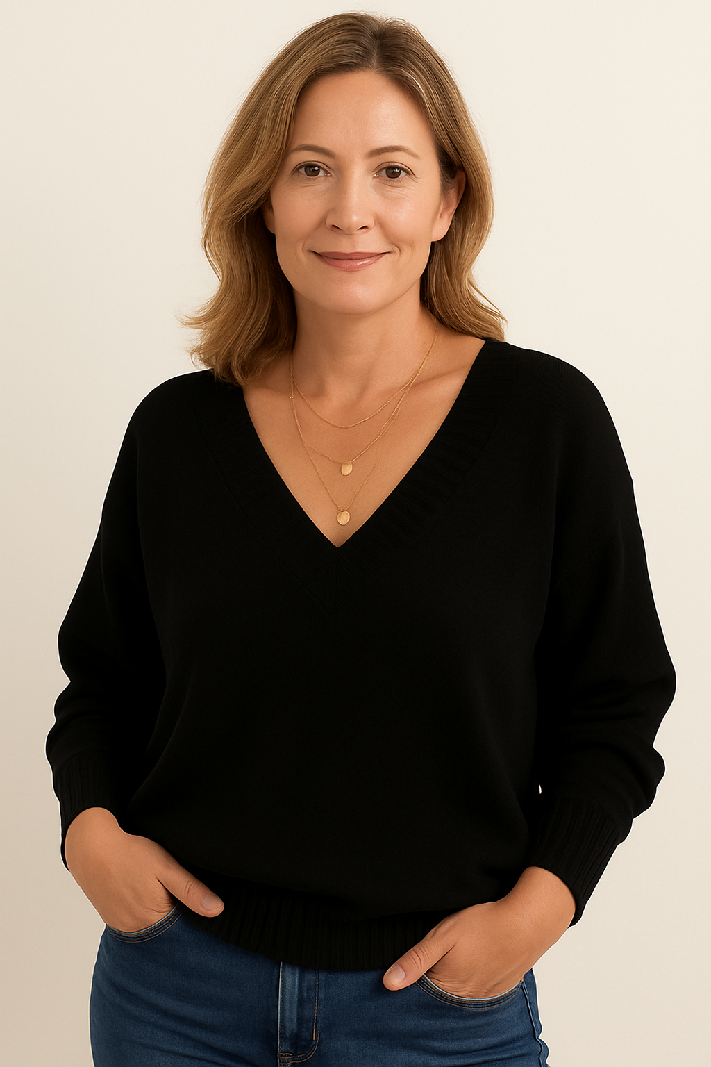 Zeyann Maglione di Cashmere da Donna – Maglione Elegante con Scollo a V Premium Chic
