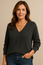Zeyann Maglione di Cashmere da Donna – Maglione Elegante con Scollo a V Premium Chic