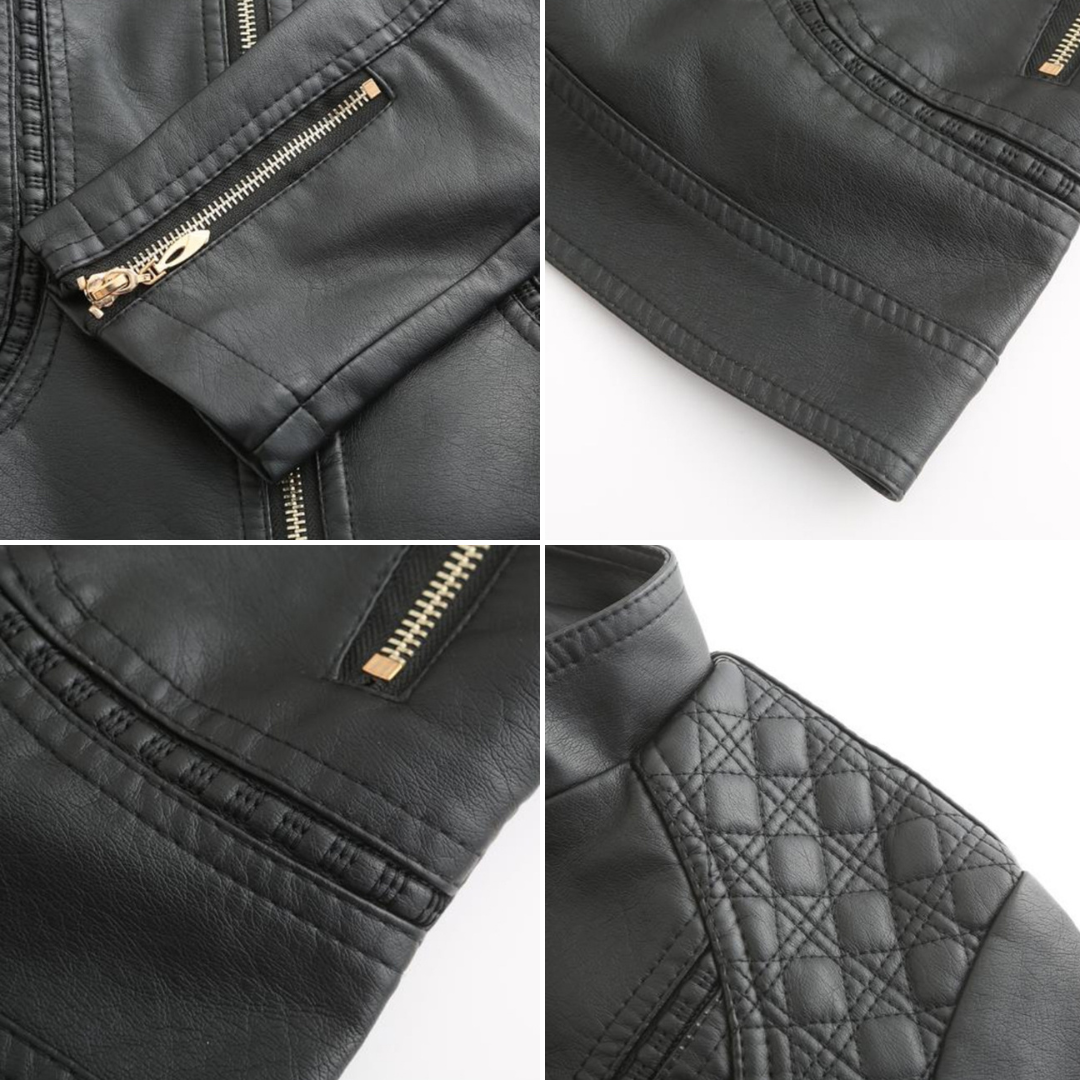 Janiyah Chaqueta de Cuero para Mujer – Cazadora Elegante con Cremalleras Chic