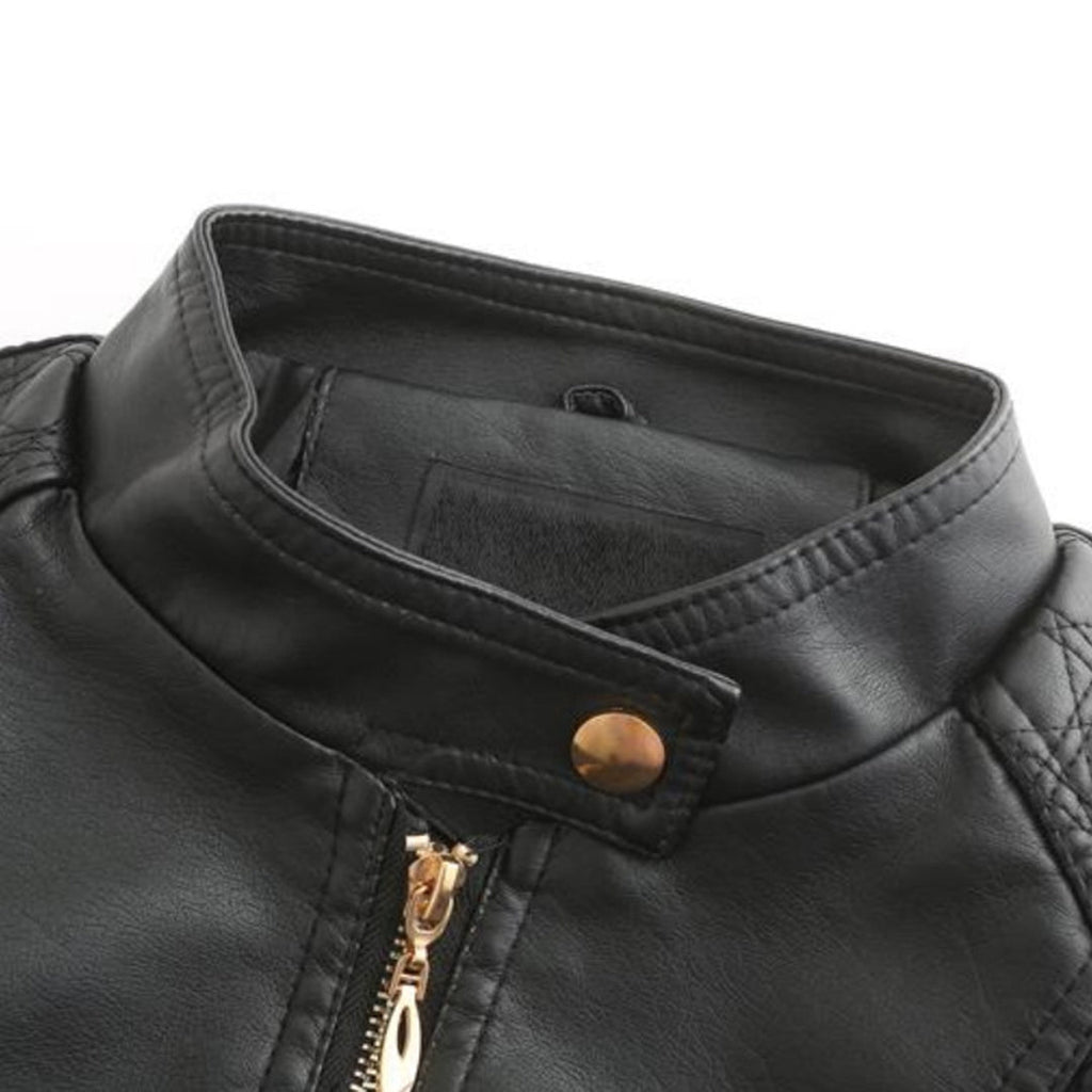 Janiyah Giacca di Pelle da Donna – Giubbotto Elegante con Cerniere Chic
