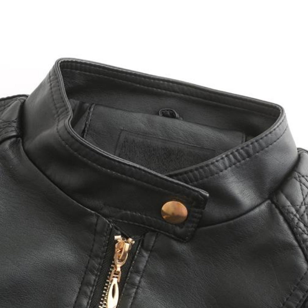 Janiyah Giacca di Pelle da Donna – Giubbotto Elegante con Cerniere Chic