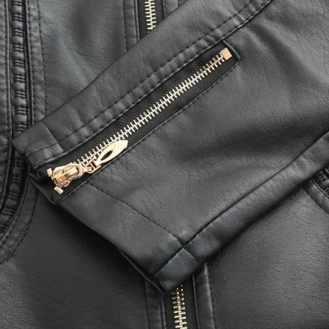 Janiyah Giacca di Pelle da Donna – Giubbotto Elegante con Cerniere Chic