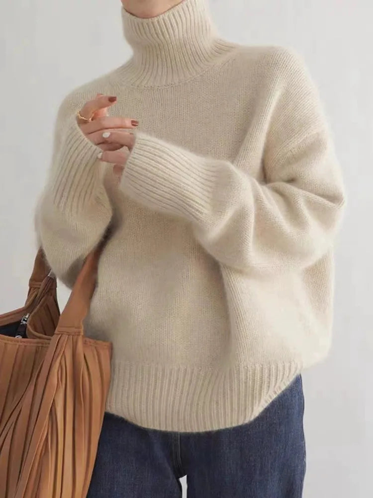Lynn Maglione a Collo Alto da Donna – Maglione di Lana Elegante e Caldo