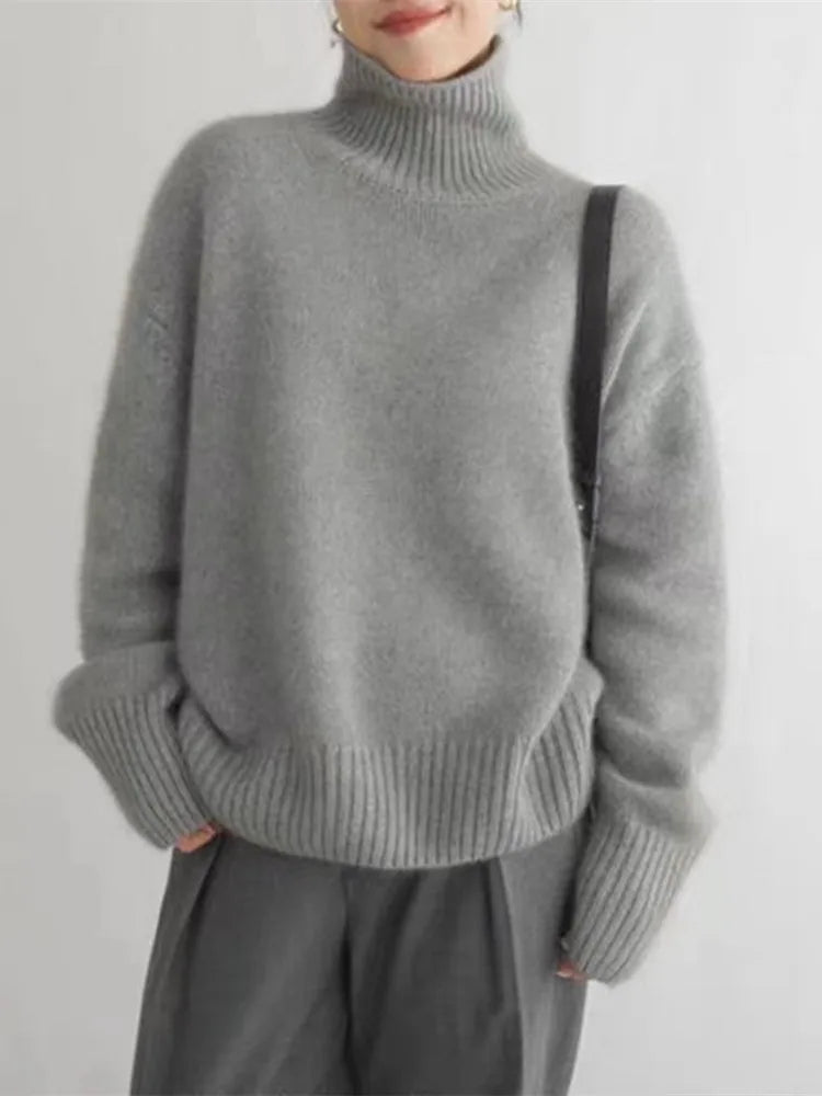 Lynn Maglione a Collo Alto da Donna – Maglione di Lana Elegante e Caldo