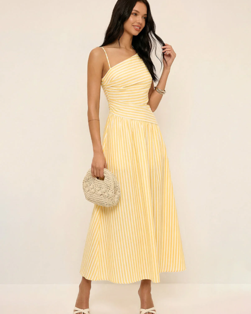 Roselyn Vestido Maxi Mujer – Escote Asimétrico, Sin Mangas y Cremallera Oculta